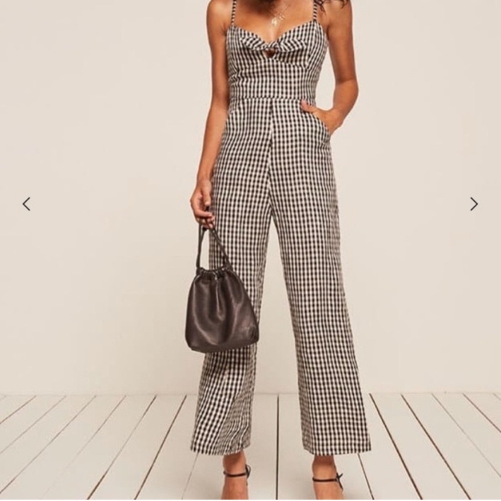 Reformation Black and White Gingham Jumpsuit